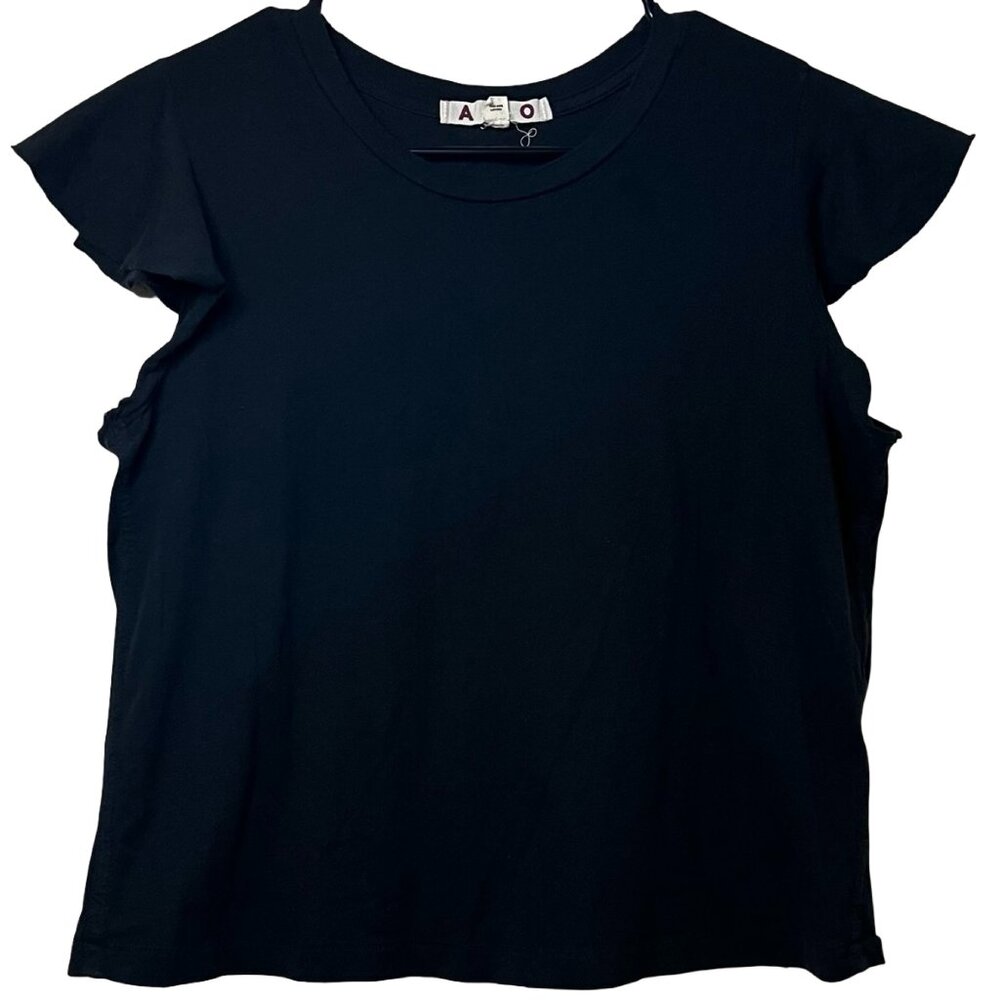 AMO Black Flutter Sleeve Tee